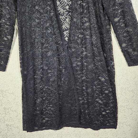 Blashe Sheer Lace Long Cardigan Duster sz 3X Black Witchy Whimsigoth Open Front - Picture 3 of 14